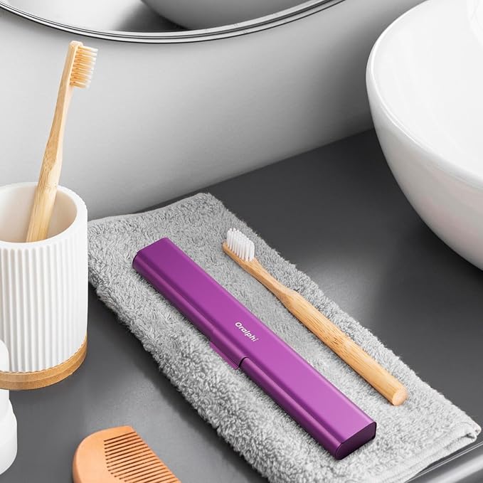 Aluminum Toothbrush Travel Case, Portable Travel Toothbrush Holder, Durable Manual Toothbrush Box Container for Traveling, Bathroom, Camping, Business Trip-Purple - Image 7