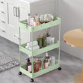 3 Tier Rolling Cart with Wheels, Storage Craft Art Trolley Organizer Serving, 3 Hanging Baskets Easy Assembly, for Office, Living Room, Kitchen, Green by Home