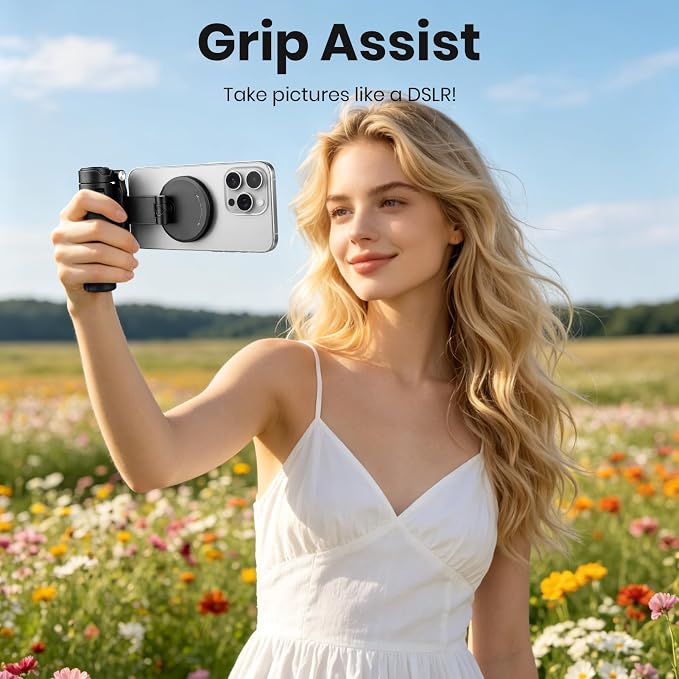 4-in-1 Magnetic Selfie Stick, Pocket Size 360° Rotation Phone Tripod | With Wireless Remote and Metal Ring, Extendable Cell Phone Stand Camera Grip Handle for Video Recording Travel Live Streaming - Image 8