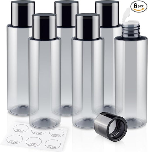 150ML/5OZ Travel Size Toiletries, 6 Pack Travel Size Containers | Double Leak Proof & Refillable Plastic Travel Bottles for Shampoo, Lotion, Body Wash with 6pcs Labels by ZEJIA