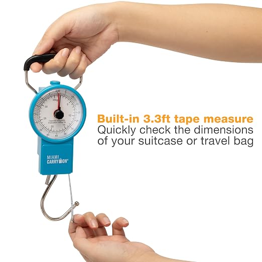 Mechanical Luggage Scale with Tape Measure, Up to 80 Pounds (Blue) - Image 4