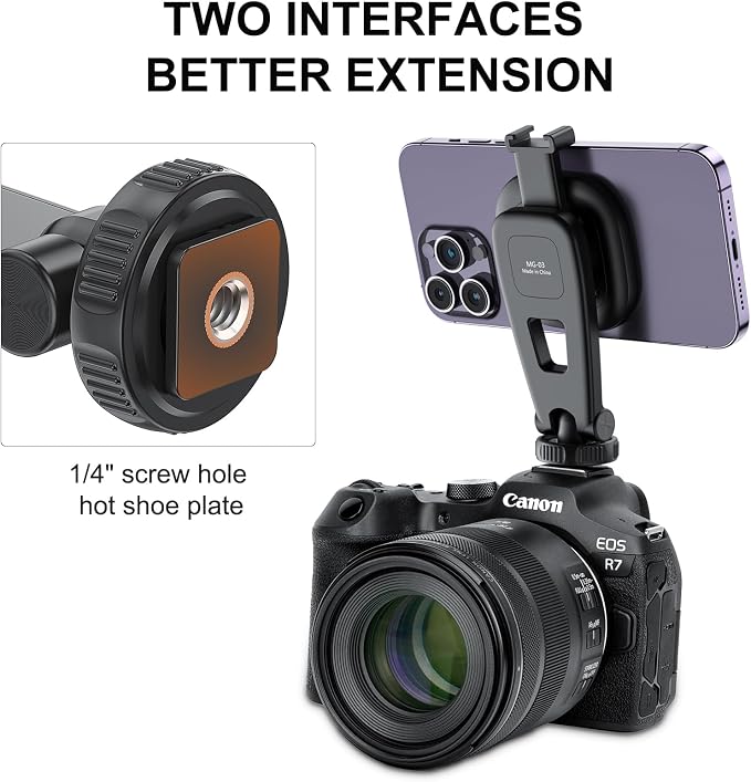 VRIG MG-03 Magnetic Phone Tripod Mount for iPhone and MagSafe Cases | 360° Rotation Cold Shoe, Camera Phone Mount Compatible with iPhone 17 16 15 14 13 12 Series, Phone Holder for Camera, Tripod - Image 6