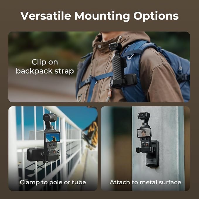 SMALLRIG Magnetic Backpack Strap Clip Mount w Cage for DJI Pocket 4P 4 3 | for Action 6/5 Pro/4/Nano, for Insta360 X5/X4/X3/Ace Pro 2, for GoPro Hero 13/12/11, with Ball Head Mantis Hook - 6052 - Image 3