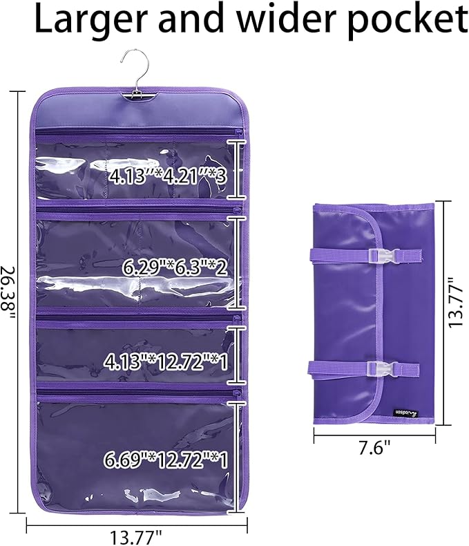 Foldable Clear Hanging Travel Toiletry Bag Cosmetic Organiser Storage - Image 2