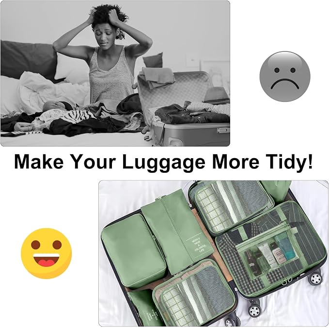Packing Cubes for Travel- 8 Set Luggage Organizer Bags for Family, Mesh Breathable Travel Packing Cubes for Suitcases Durable Travel Essentials Bags Set (Matcha Green, 10 Set) - Image 4