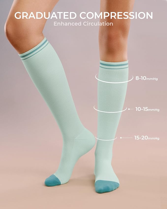 FITRELL 4 Pairs Compression Socks for Women & Men, 15-20mmHg Circulation Support for Athletic Travel Daily Wear - Image 4