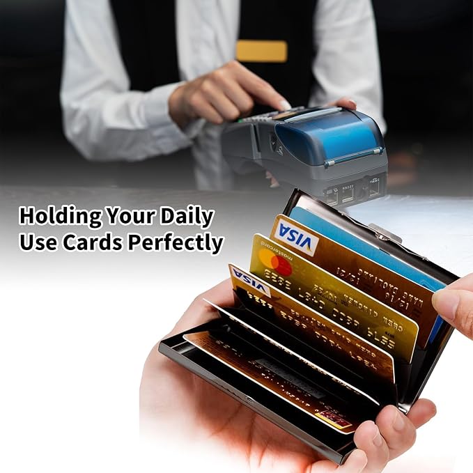 Metal Wallet,Credit Card Holder for Women Men,RFID Blocking Card Holder Wallet Mini Slim Aluminum Wallet ID Case Hard Card Case Business Card Holder Case,Cattle Floral - Image 2