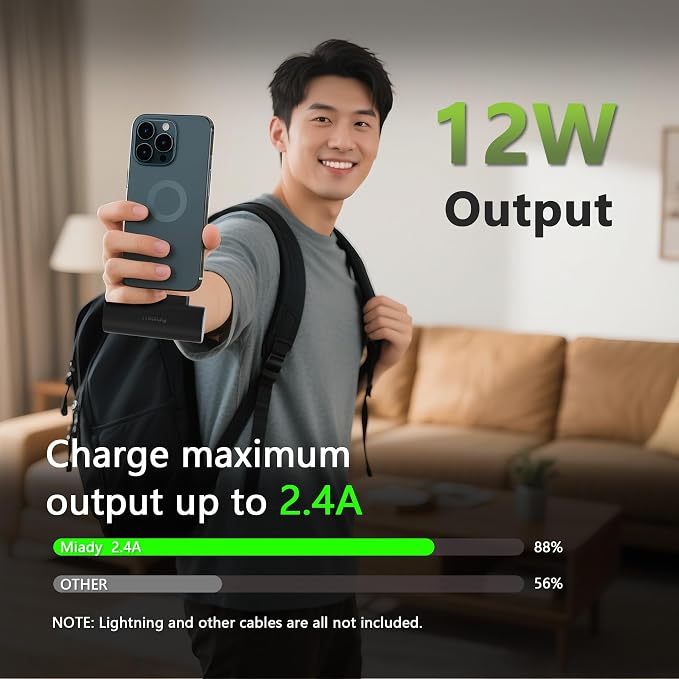 Miady 2-Pack Mini Portable Charger Built-in USB C Connector Small PowerBank | 5000mAh丨Lightweight丨for Backpack Travel丨Compatible with iPhone 17 Galaxy Android丨Ultra-Compact丨Flight-Safe丨18Wh丨Black+White - Image 4