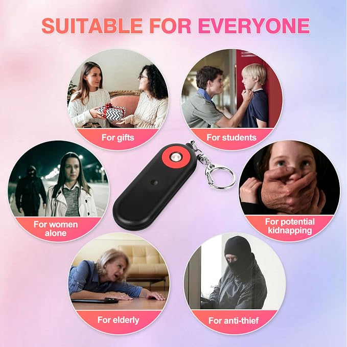 MtMinn Personal Safety Alarm for Women - 130dB Self Defense Keychains Siren Whistle, Replaceable Battery with SOS LED Strobe Light - Emergency Security Safe Protection Devices for Kids Elderly - Image 7