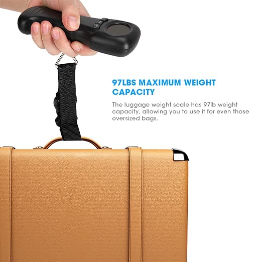 Digital Luggage Scale, 97lb Portable Travel Hanging Luggage Scale Electronic Weight Scale with LCD Digital Display for Travel Home Fair, Black, Battery Not Included - Image 4