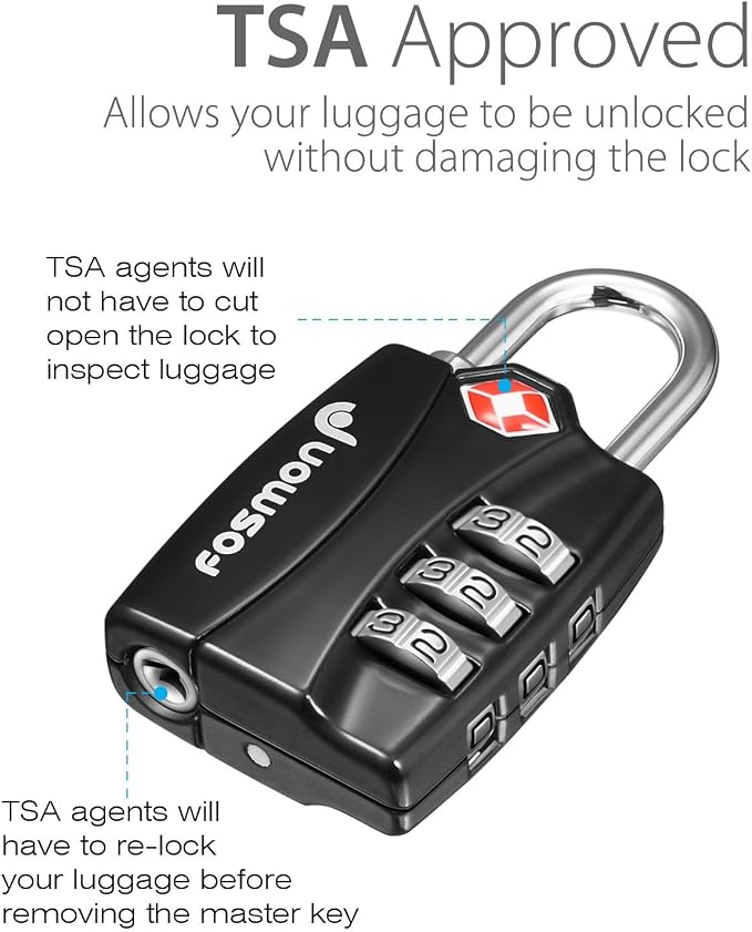 Fosmon TSA Approved Luggage Locks, 3 Digit Combination Padlock, 2 Pack | Open Alert Indicator, Durable Alloy Body, Backpack Zipper Anti Theft, Gym Locker Gun Case, Camping Tent Security - Image 2