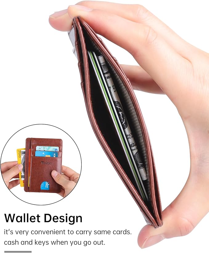 Teskyer Slim Minimalist Wallet for Men, RFID Front Pocket Card Holder | Ultra Slim Front Pocket Design, 8 Card Slots, RFID Protection, Smooth Faux Leather for Everyday Carry - Image 6