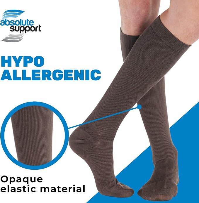 ABSOLUTE SUPPORT Cotton Knee High Compression Hose 20-30mmHg | Made in USA opaque dress socks, men & women, for varicose veins, circulation, swelling, pregnancy, leg pain, travel, A105 - Image 4
