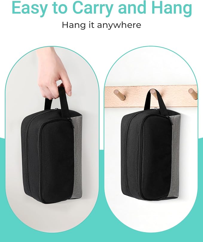 Elviros Travel Toiletry Bag for Men Hanging Dopp Kit Shaving Bag Toiletries Organizer Small Tool Medicine Hygiene Bag for Traveling Pouch(Dark Grey,Large) - Image 5