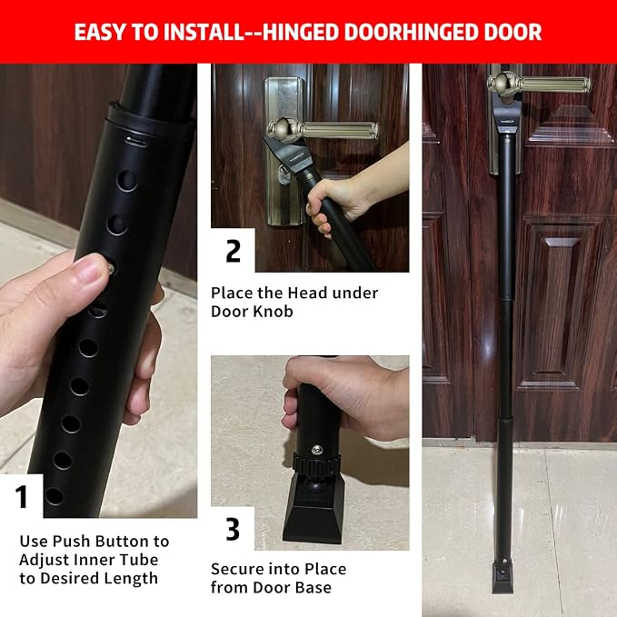 Door Security Bar 2 Pack Adjustable Door Jammer Door Stopper | Sliding Door Security Bar Barricad 2 in 1 Heavy Duty Window Security for Home Patio Door Apartment Travel Hotel Dorm - Image 5