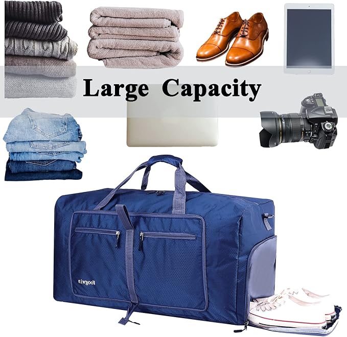 Woogwin Travel Duffel Bag Large Foldable Waterproof Overnight Bag for Beach Swim Bags Pool Sports Gym - Image 5