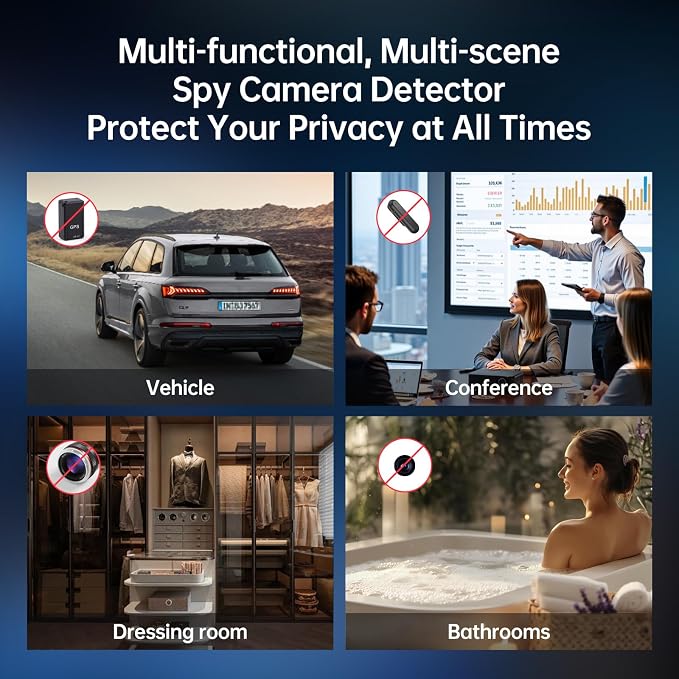 Multifunctional Hidden Camera Detector & GPS Detector With Silent Mode | Anti-spy Detector GPS 6 Modes，Bug Detector Listening Device Detector for Travel, Hotel, Car Privacy Protection with LED - Image 7