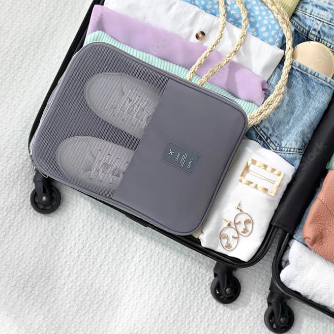 Shoe Bag for Travel, Travel Shoe Bag for Packing, Hold 3 Pairs of Shoes, Travel Essentials for Flying Shoe Organizer Shoe Storage Bag for Travel Gray - Image 2