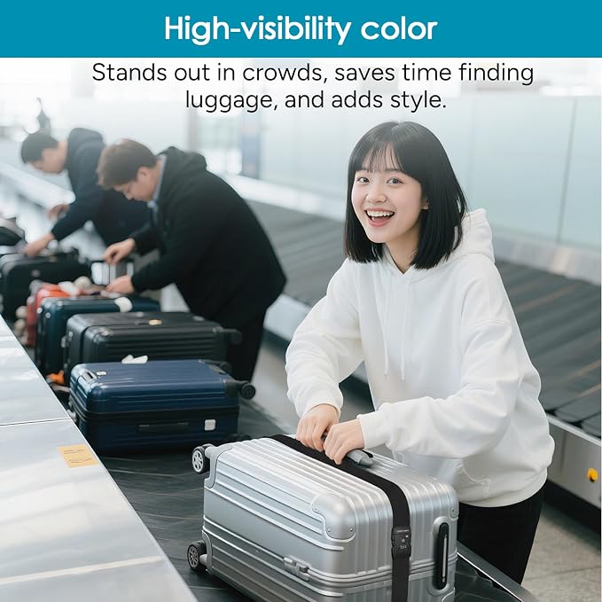 Travel Inspira Luggage Straps for Suitcases with TSA Lock | Heavy-Duty Nylon; TSA-Approved Lock with Tag; Adjustable 103-200cm; Secure Black Strap; 20-28 Inch Bags; Anti-Burst - Image 4
