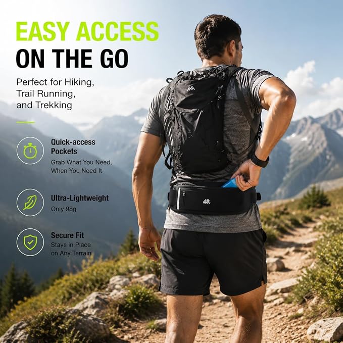 Simptech 360° Ultra-Thin Running Belt Bag- Honeycomb Breathable Fanny Pack for Men Women, Lightweight 98g Fitness Waist Phone Holder Pouch for Hiking Cycling Travel Jogging Workout (New Black) - Image 5