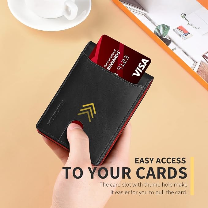 RUNBOX Wallet for Men, Slim Leather Bifold, RFID Blocking Card Holder | Minimalist Front Pocket Design, Credit Card Organizer, Holds 11 Cards, Large Capacity, Thin Profile, Birthday Gifts for Men - Image 5