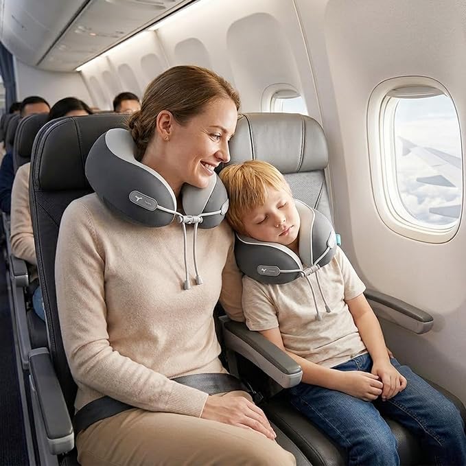 Travel Pillow with New Cool Material,Neck Pillow for Traveling 100% Pure Memory Foam,Travel Neck Pillow with Zipper Box, Airplane Pillow for Traveling,Travel Essentials (Kids Pillow-Grey) - Image 3