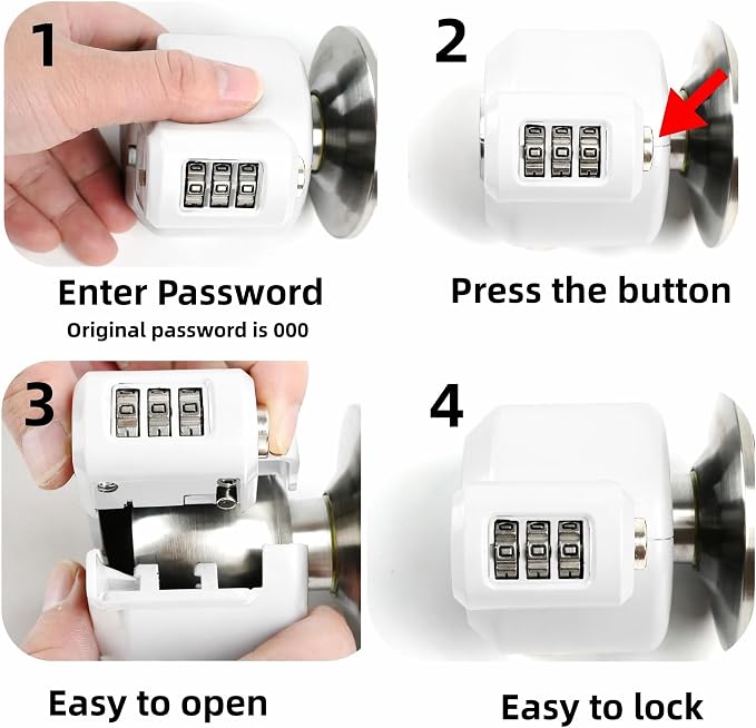 PUGED Door Knob Lockout Device Cover to Disable Doorknob/Faucet/Water Valve Hose Lock Door Handle Temporary Lock for Bedroom Door from Outside Door Handle Without Drilling (2, White) - Image 7