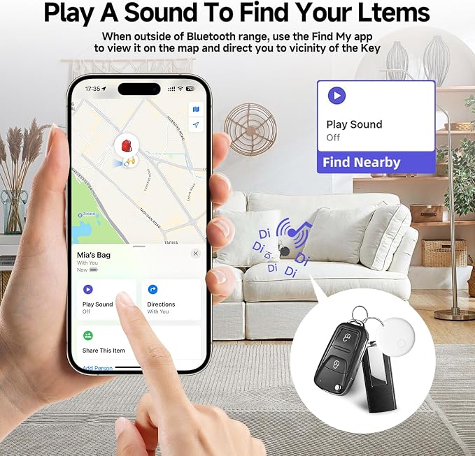 Air Tracker Tags- 2 Pack, Item Locator, Bluetooth Luggage Tracker Works for Apple Find My (iOS Only),Key Finder, ltem Locator for Wallet, Backpack,Suitcase, Bag, Birthday Gift - Image 4