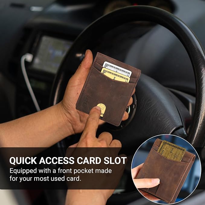 VATAN Wallet for Men Slim RFID Blocking Leather Credit Card Holder Wallet for 15 Cards, Bifold Minimalist Thin Wallet with 2 ID Windows & Cash Slot, With Gift Box (CH Coffee) - Image 6