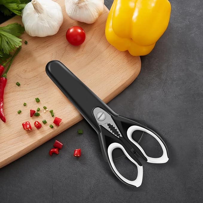 1 Pack Sharp Kitchen Scissors Set with Magnetic Holder, White | Stainless Steel Blade, Ergonomic Non-Slip Handle, Heavy Duty, Food/Meat Scissors for Home, Kitchen and Picnic, All Purpose - Image 7