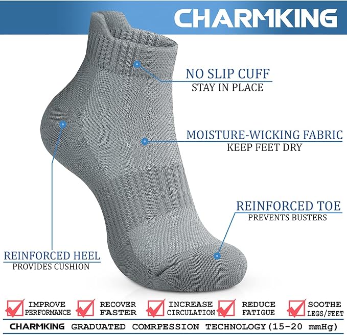 CHARMKING Compression Socks for Women & Men Circulation 15-20 mmHg is Best for Athletic Running Cycling Nurse Daily Wear - Image 4