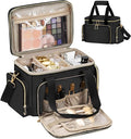 GDNasist Large Makeup Bag, Portable Travel Makeup Bag Organizer | Cosmetic Travel Bag for Women Girls with Removable Shoulder Strap & Detachable Dividers, Toiletry Bag for Makeup Black by GDNasist