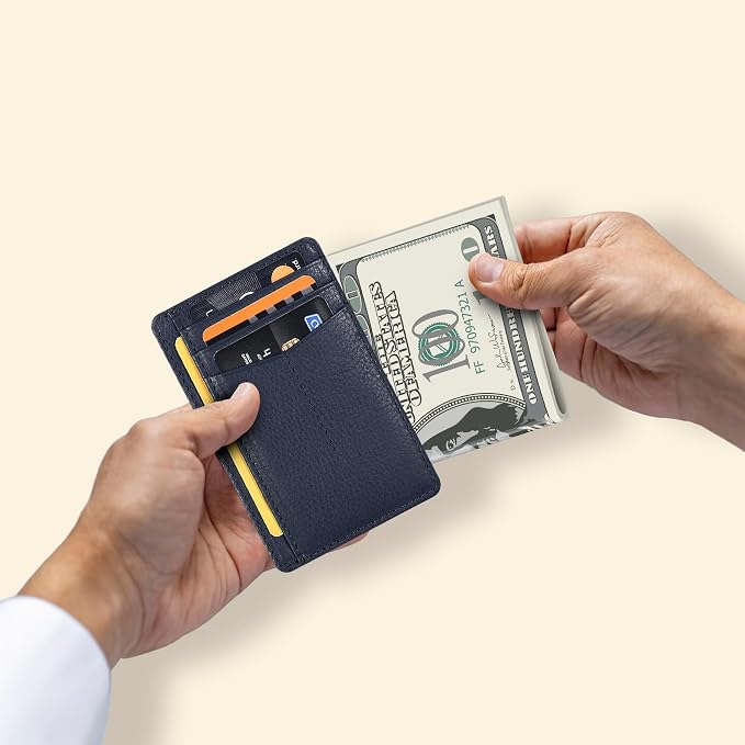 Oak Leathers Slim Minimalist Card Holder Wallet - Leather RFID Blocking - Image 4