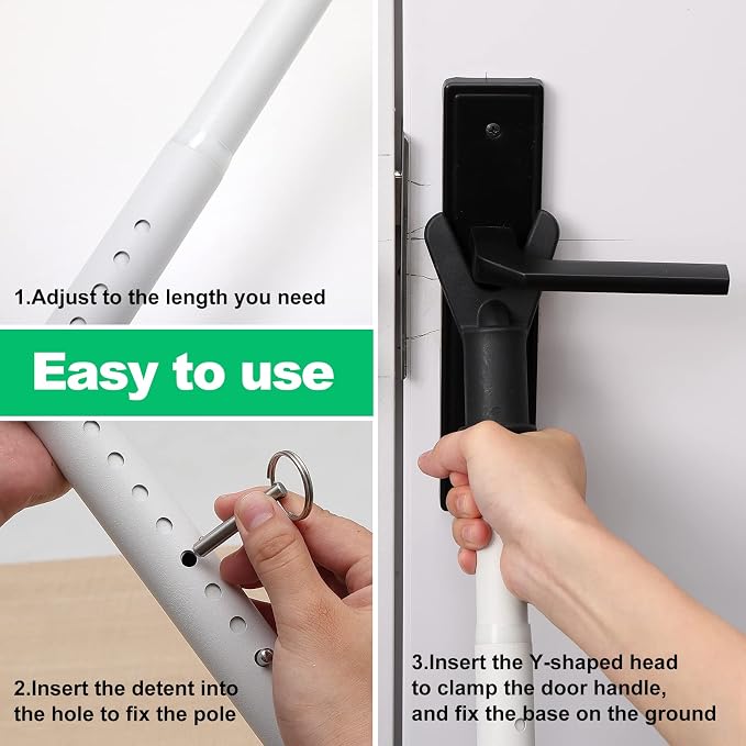Sliding Glass Door Lock & Door Stoppers Security Bar Keep Your Home Security, Adjustable Jammer with Interchangeable Caps & Rubber Tips, Ideal for Home, Apartment and Travel Protection,White 1Pack - Image 6
