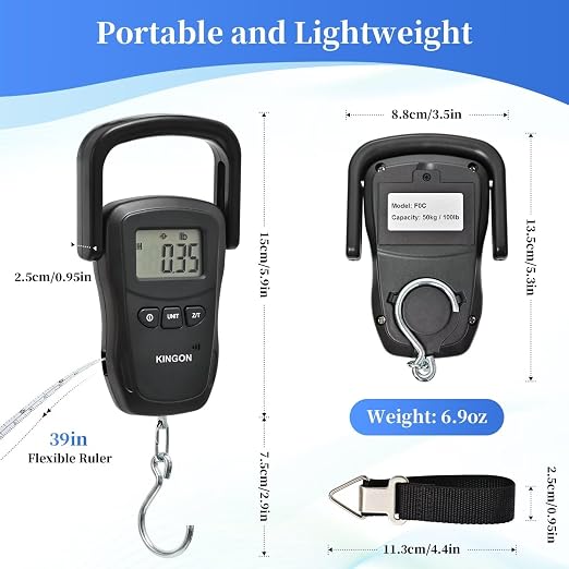 Rechargeable Luggage Scale, Digital Portable Bag Scale for Travel, Suitcase Weight Scale with Strap & Comfortable Handle, 110lb/50kg Capacity - Image 7