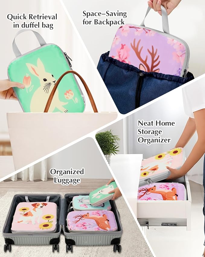 Gonex 6-Piece Compression Packing Cubes with Shoe & Laundry Bags | Unique Printed Design, Ripstop Fabric, Double-Zip Compression, Carry-On Friendly, Lightweight - Image 8