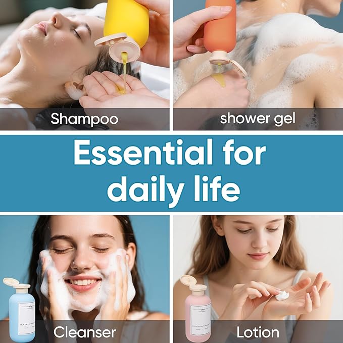 4 PACK 6.8 oz Plastic Travel Shampoo Bottles, Refillable Flip Cap Squeeze Bottles for Toiletries, Large Leakage-proof Travel Shampoo and Conditioner Container - Image 5