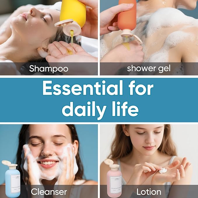 3 PACK Travel Shampoo Bottle, Empty Plastic Squeeze Bottles 6.8oz with Flip Cap, Lotion Container for Toiletries Travel Size Shampoo and Conditioner - Image 4