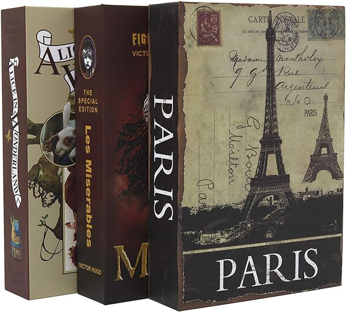 Real Paper Transfer Book Safe, Hollow with Secret Hidden Compartment, Key Lock, 8.7"×6"×2" (Paris-Key) - Image 8
