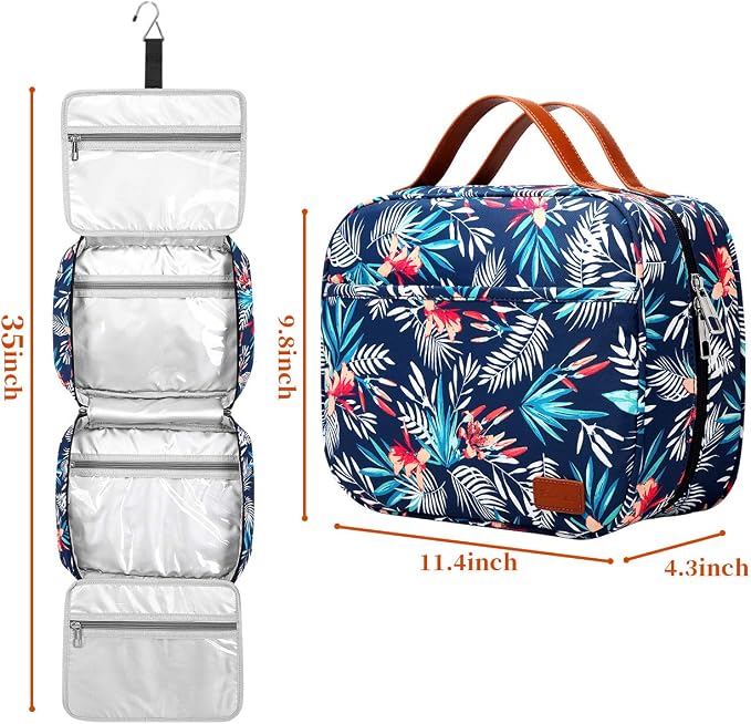 Hanging Travel Toiletry Bag,Large Capacity Cosmetic Travel Toiletry Organizer for Women with 4 Compartments & 1 Sturdy Hook,Perfect for Travel/Daily Use/Christmas - Image 3