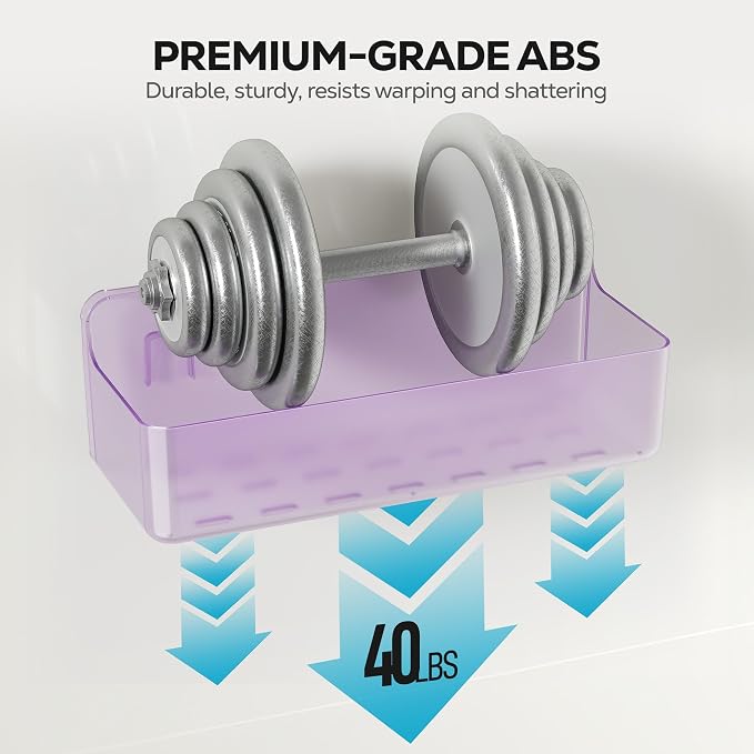 Nieifi Adhesive Shower Shelves, Purple, 5 Pieces | Rustproof ABS, Large Capacity, Removable Design, Easy-Clean, No Drilling Shower Organizer for Bathroom Storage & Home Decor - Image 7
