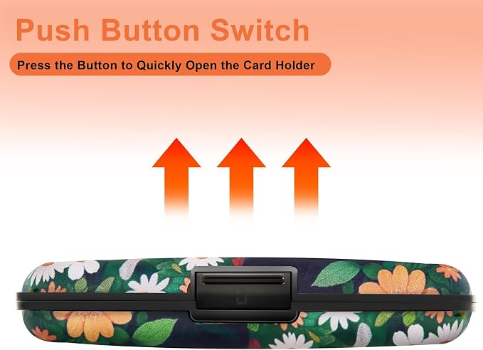 Mayski Credit Card Holder for Women RFID Blocking Wallet, Black Cat Flower | Card Wallets for Women Small Mini Business Metal Accordion Aluminum Alloy Hard Case for Men - Image 6