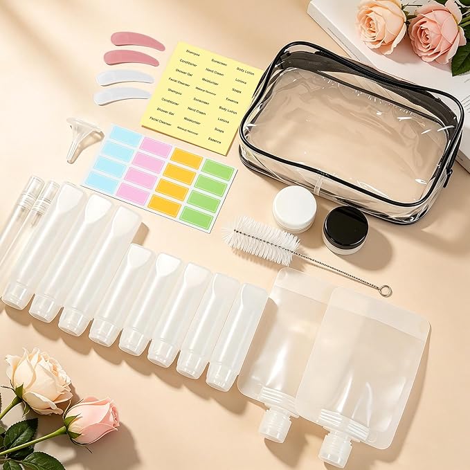 23 pack TSA Approved Leak Proof Travel Bottles | Empty Travel Size Bottle & Travel Toothpaste Container Ideal for Travel, Camping & Gym, Liquid & Lotion Containers - Image 2