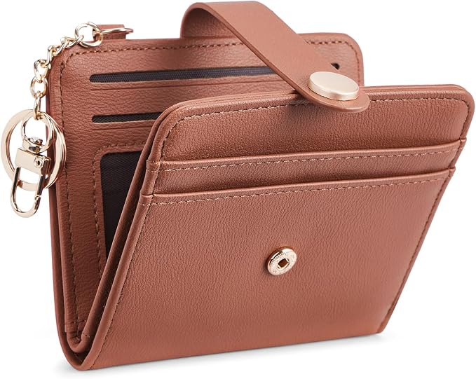 POIUGOYA Slim Wallet for Women,RFID Blocking Bifold Credit Card Holder with Zipper Coin Pocket,ID Window,Keychain by WELCOMEPOIUGOYA