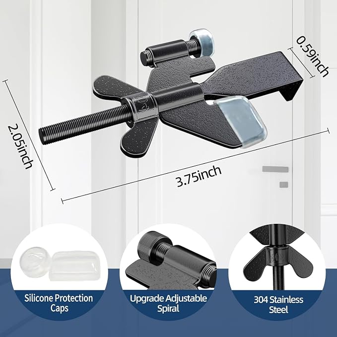 2 Pack Adjustable Portable Door Lock, Hotel Door Locks for Travelers Security, Prevent Unauthorized Entry, Door Stoppers Security for Travel Bedrooms Apartment Airbnb Dorm, with Silicone Caps - Image 5