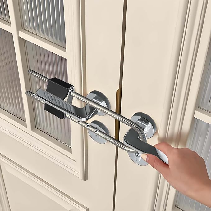 French Door Lock for Double Doors, Adjustable Double Door Lock for Home Security Prevent Kick Ins for Various Knob Width Door Security - Image 7