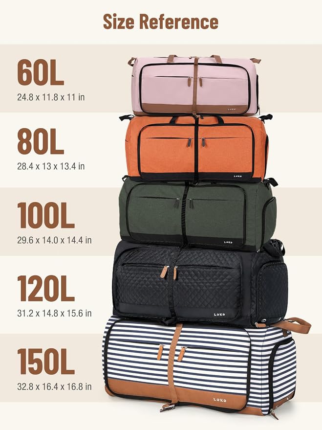 Lekesky Foldable Travel Duffel Bag for Women, 80L Large Duffle Bag with Separate Shoes Compartments & Straps, Carry On Weekend Bag for Women, Hospital, Overnight(Orange) - Image 6