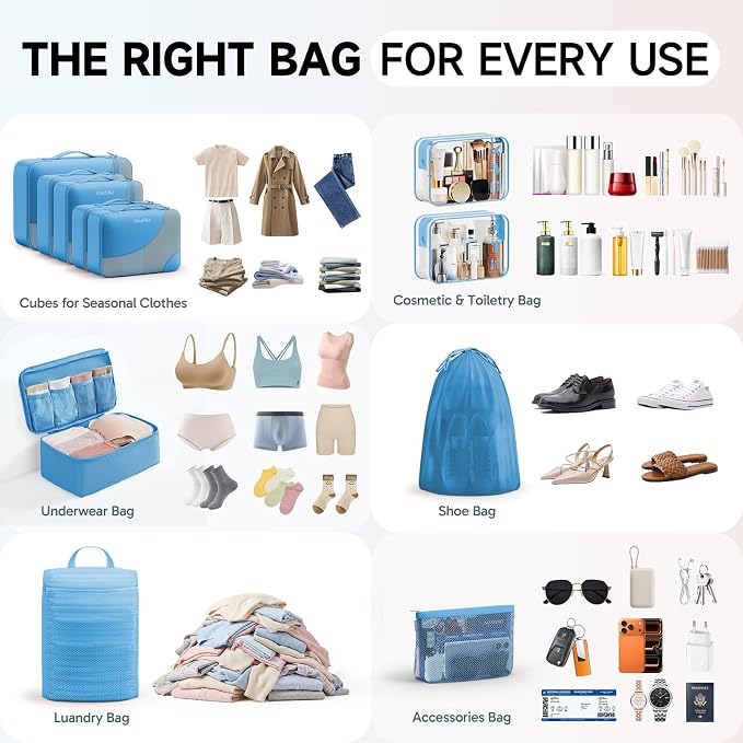 OlarHike 11 Set Packing Cubes for Travel,Gifts for Women Mom,Anti-Tearing Suitcase Organizer,with Over 1000 pcs Mesh Holes,Vacation Essentials & Accessories for Cruise Ship - Image 8