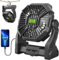 Rechargeable Portable Camping Fan for Tent with LED Light, 20000mAh USB Personal Battery Powered Fan Outdoor Camping Essentials Battery Operated Portable for Travel Beach Essentials X23 Black by TDLOL