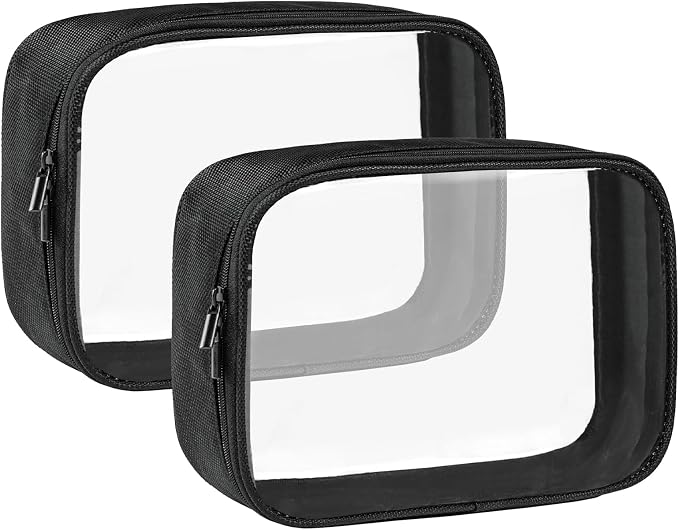 Moyad TSA Approved Toiletry Bag Clear Quart Size Travel Bags Makeup Bag | Large Opening, for Men and Women, Carry on Airline Compliant, Transparent Liquids Pouch, Black by Moyad